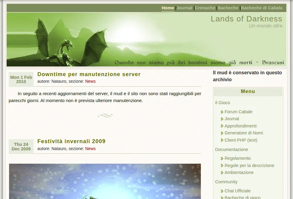 Il drago verde e le notizie nella versione restaurata, con l’illustrazione originale della slitta dei draghi recuperata.