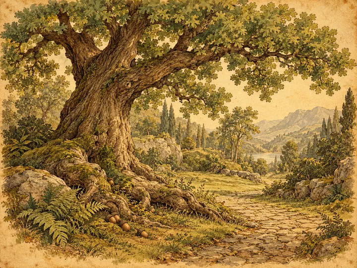 La quercia di Arcadia — interpretazione artistica del restauro