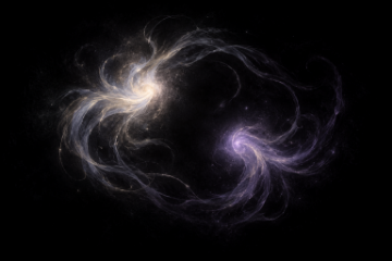 Dheadis e Deothium: due scintille di pensiero nel vuoto. Illustrazione ricostruita dal testo.